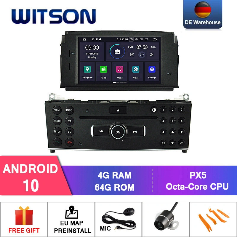 Witson Quad-Core Android 10 Autorradio für Mercedes-Benz C-Klasse GPS-Audiosystem für Fahrzeuge