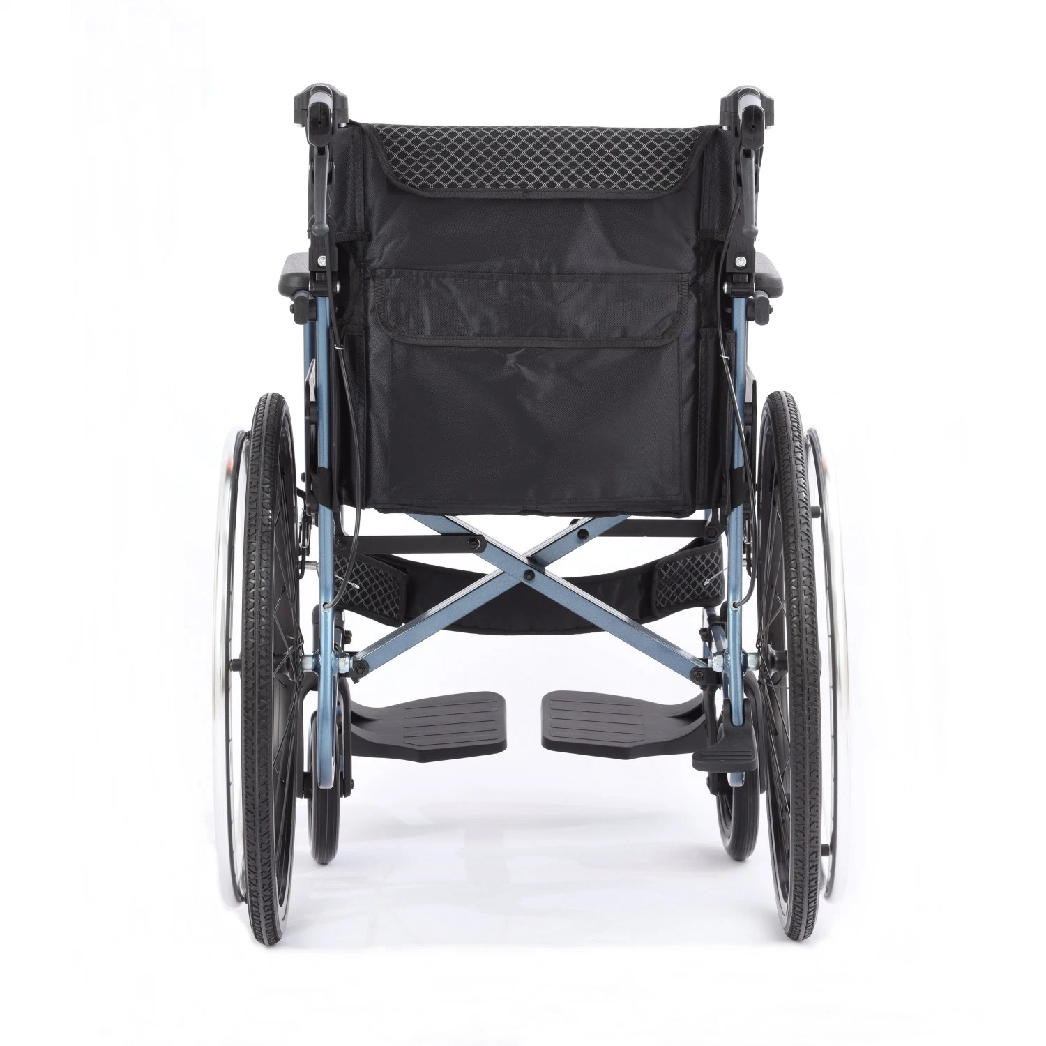 22" Wheels Lightweight Portable Transport Folding Wheelchair for Disabled with Hand Brakes