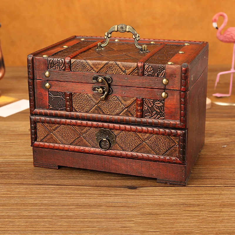 Creative Chinese Wind Mirror Classic Dressing Box Storage Jewelry Box Wooden Crafts