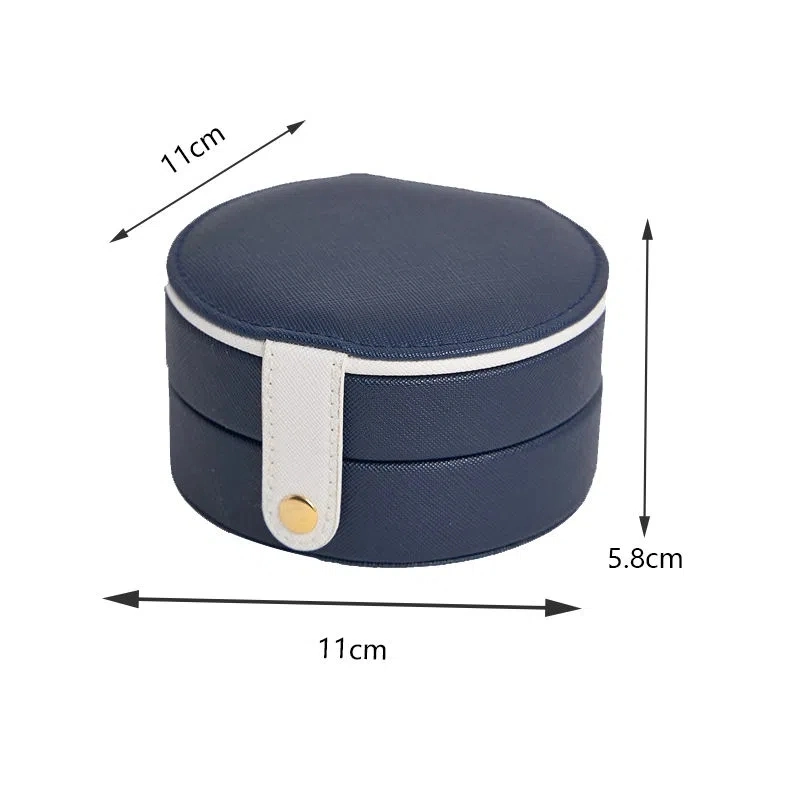 New Fashion PU Leather Travel Jewelry Collection Box Round Small Girls Jewel Watch Gift Storage Case