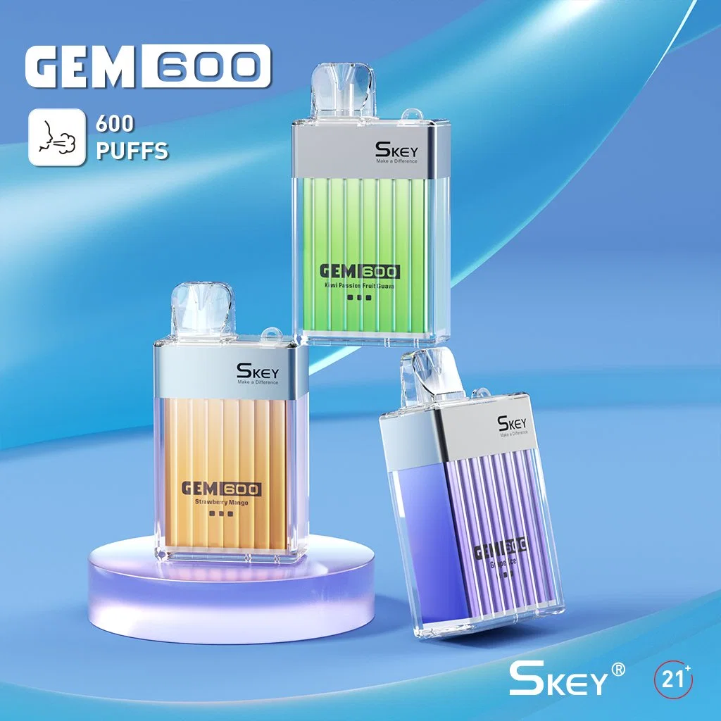 Skey Gem600 Perfume Box Vape Crystal Bar Mesh Coil Fruit Flavors 2ml 2% Nicotine Disposable E-Cigarette with UK Tpd Mhra