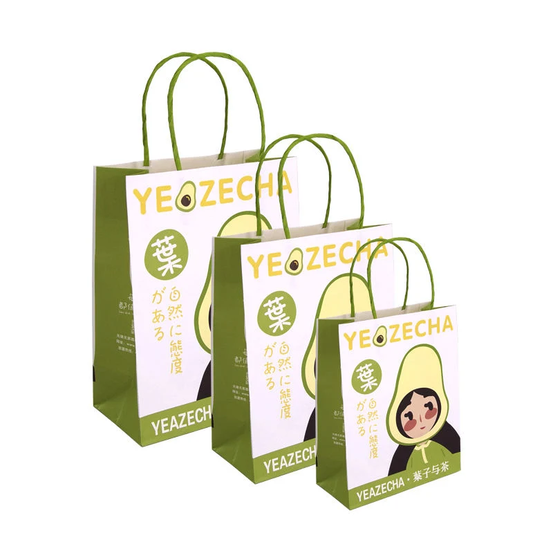 Green Kraft Paper Bag for Takeout Tea Drinks with Your Own Logo