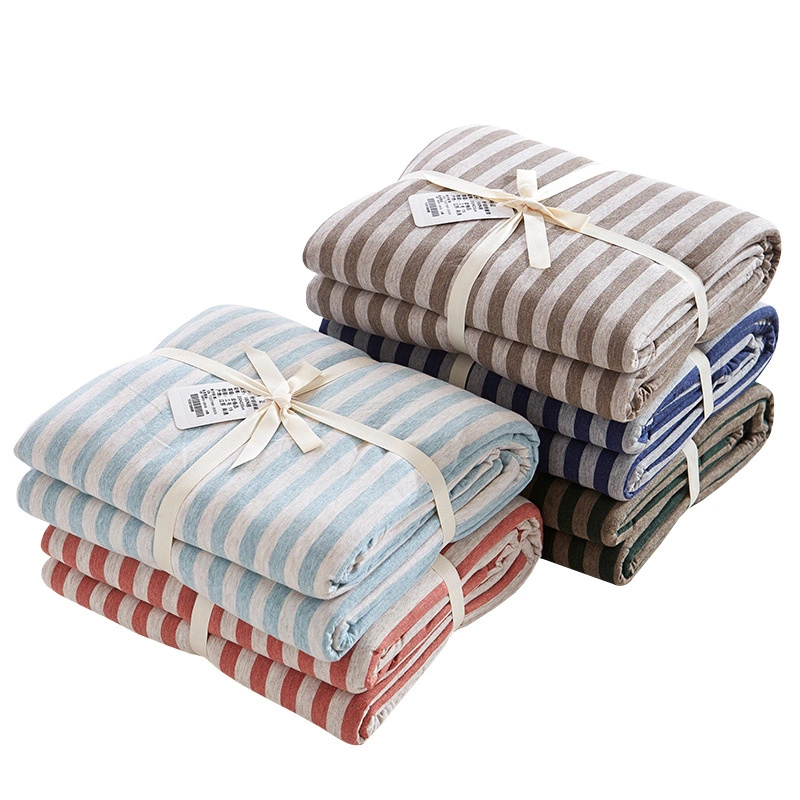 Factory Direct Sale Striped Cotton Knitted Quilt Cover