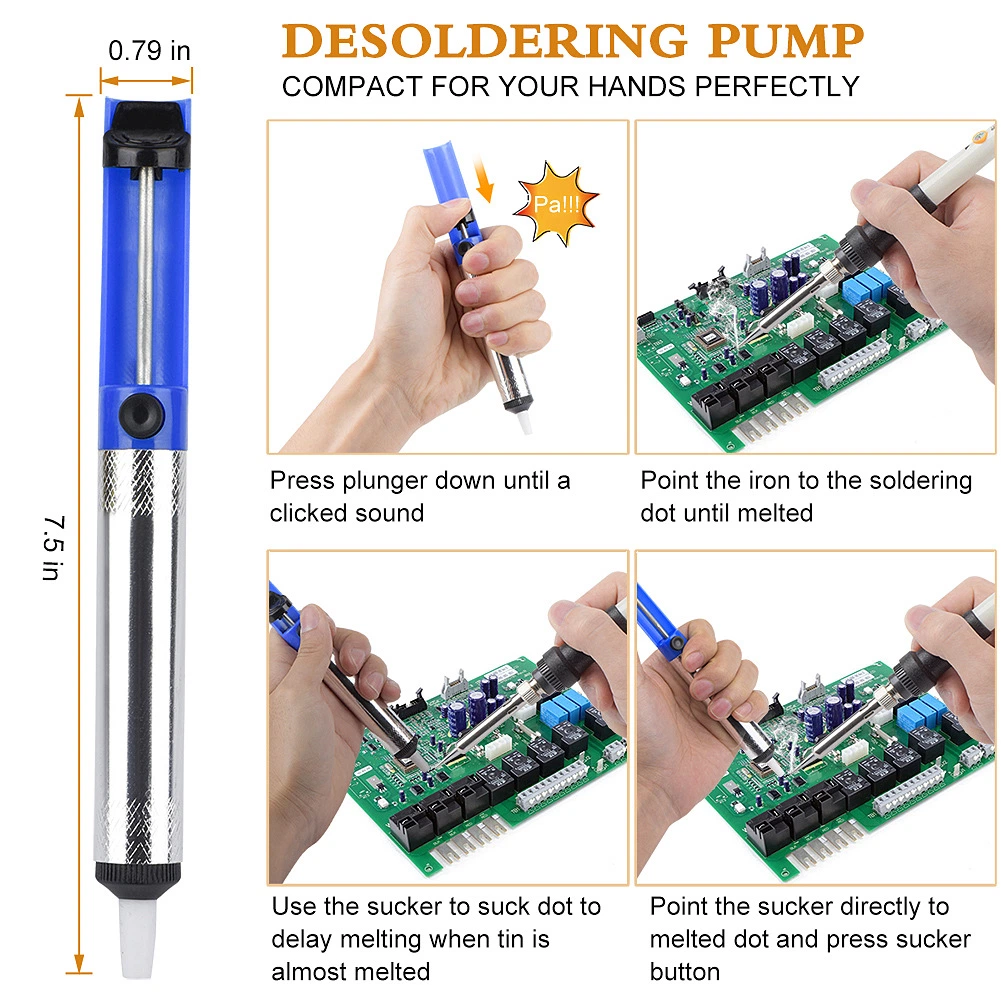 Temperatur einstellbar EU/US 60W Elektrische Lötkolben Schweißreparaturen Entlötpumpe für Elektronik