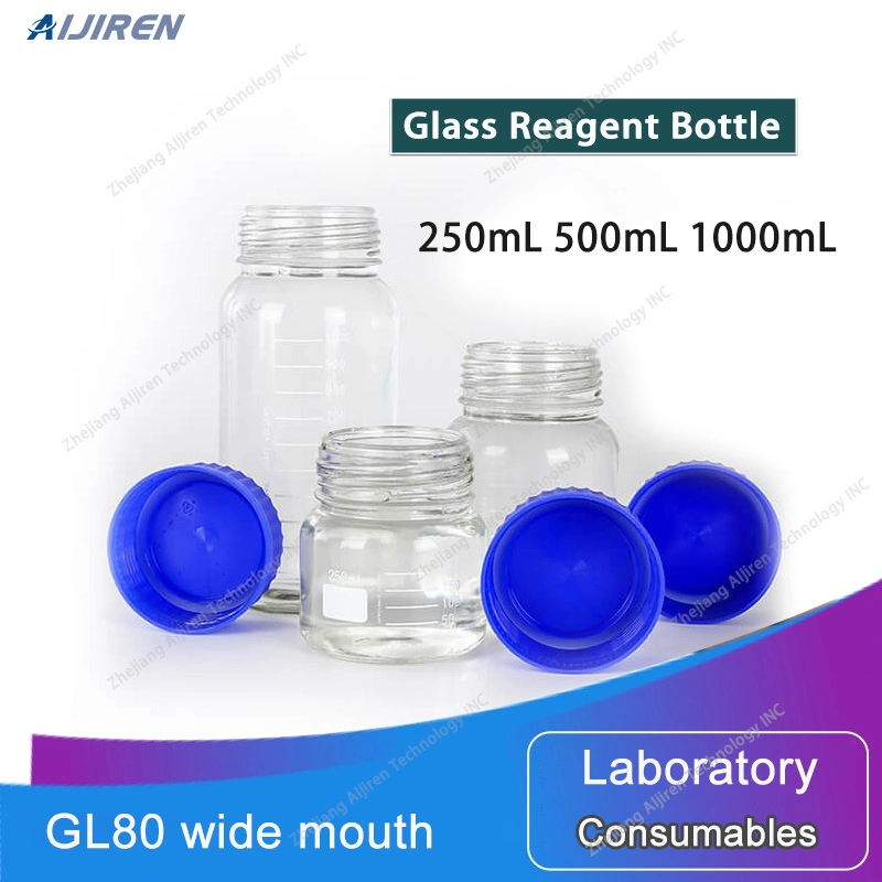 Bouteilles de réactifs en verre de stockage de milieu à large ouverture pour laboratoire avec bouchon à vis GLS80.