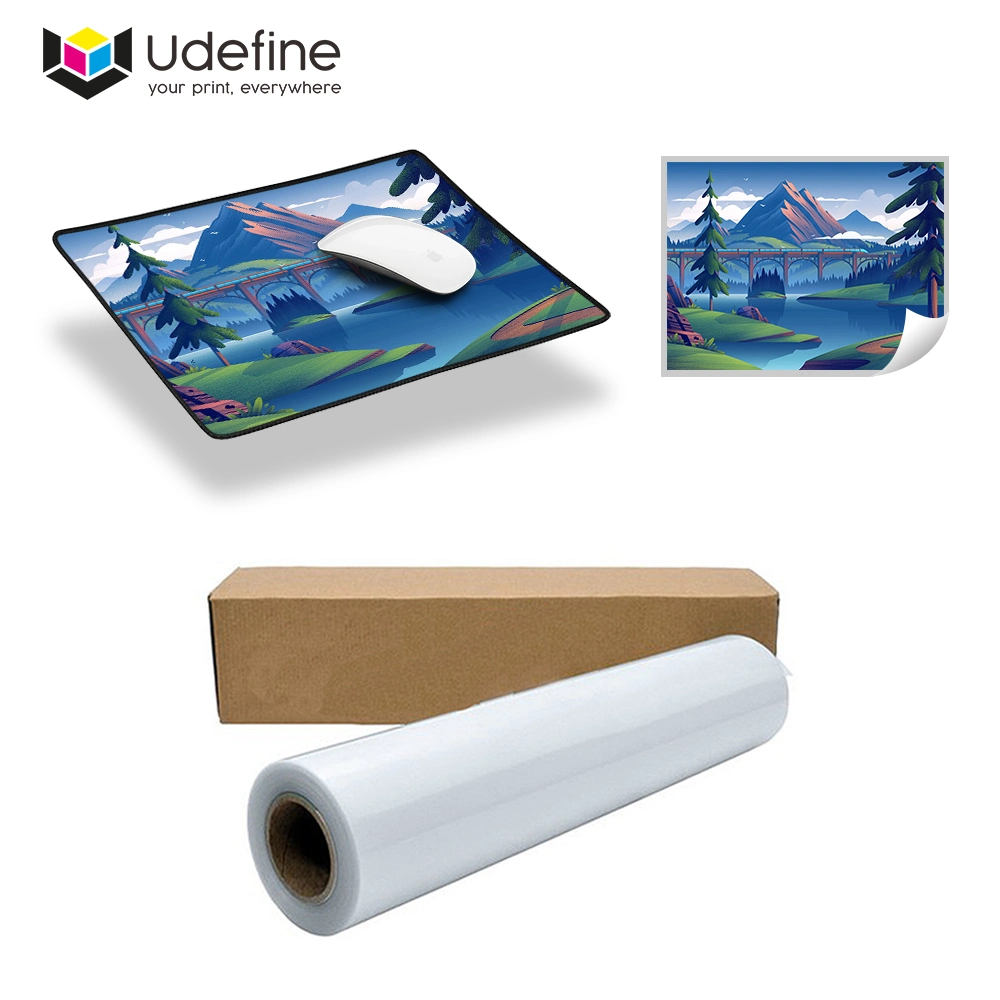 Udefine 24 em 60 cm 43 cm 100 mtrs rolo quente Película de PET para impressora DTF Peel Cold I3200 XP600 para T-shirt Impressão