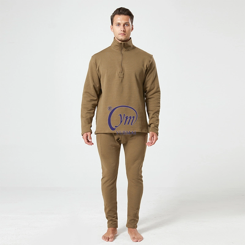 Tactical Lightweight Long Sleeve Thermal Half Zip Pullover & Pants Fleece Lined Men's Underwear
