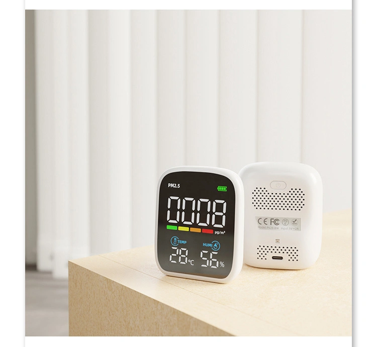 Détecteur de PM2,5 intelligent, testeur de température et d'humidité PM2,5 haute précision utilisation du moniteur de qualité de l'air pour le bureau à domicile