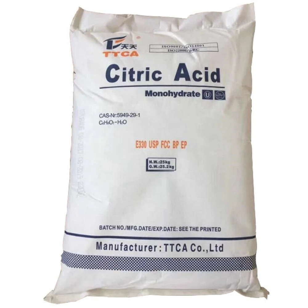 Additif alimentaire Acide citrique monohydraté anhydre CEMFA : 5949-29-1 60-120 mesh