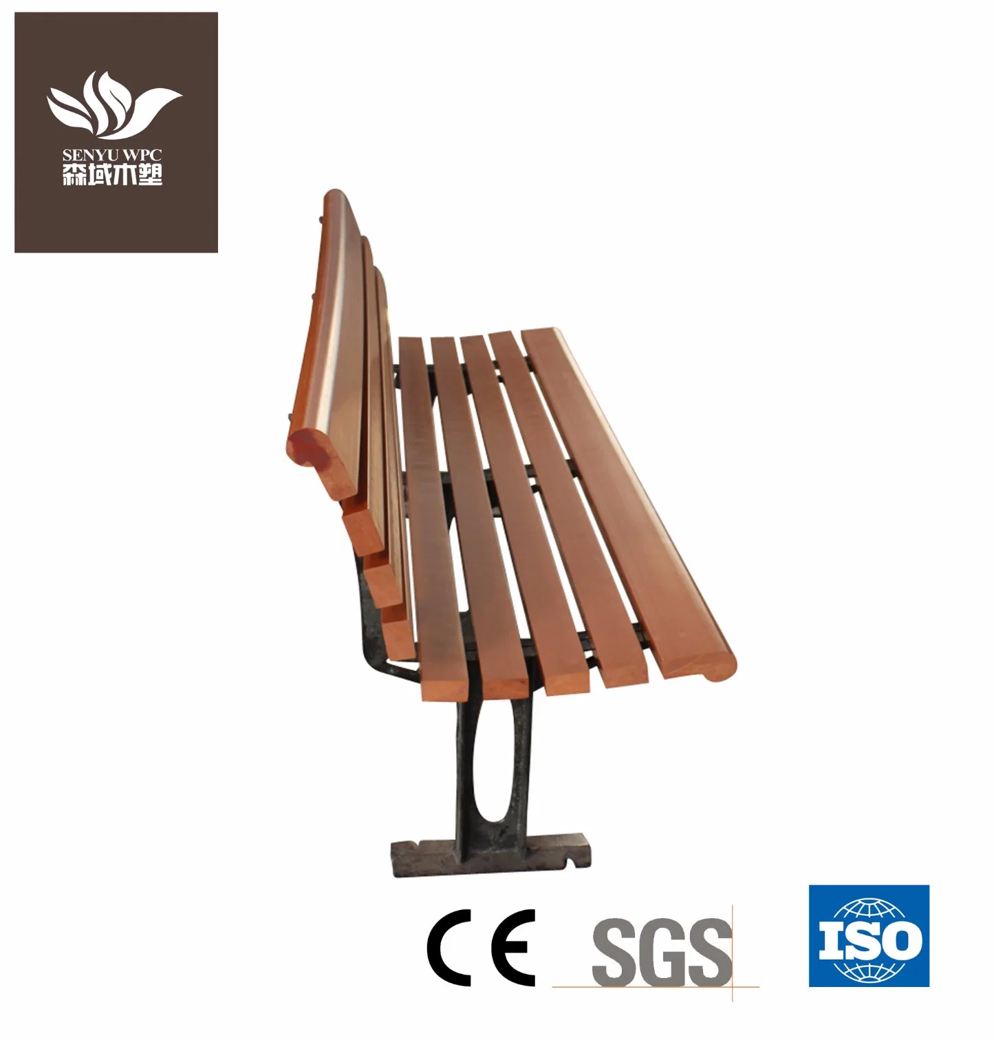 Long Bench Garden Public Park Sitting WPC Aluminum Wood Slats for Benches