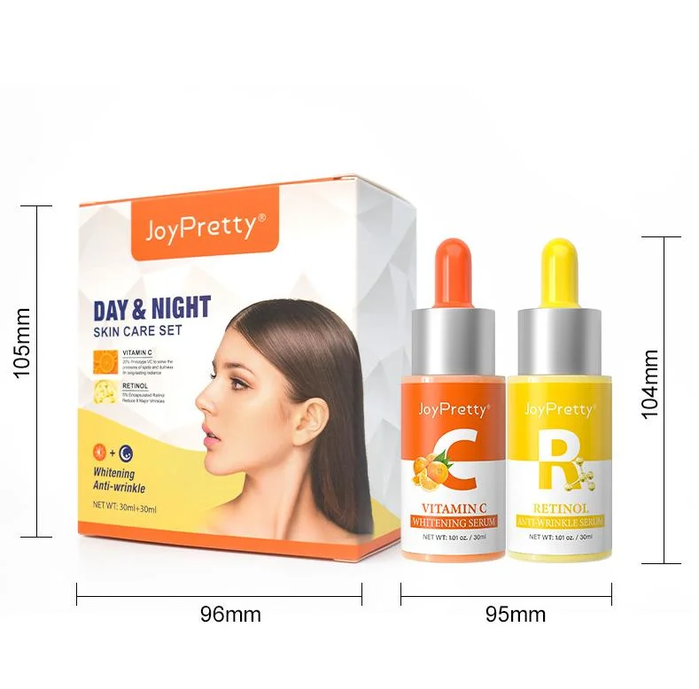 Private Label Retinol Vitamin C Hautpflege Serum zur Hydrierung Falten Tag und Nacht Whitening Serum Hautpflege-Set