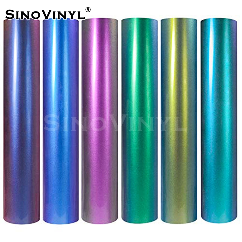 Rolos de vinil SINOVINYL Custom Textile Chameleon PVC PU para prensa térmica Filme