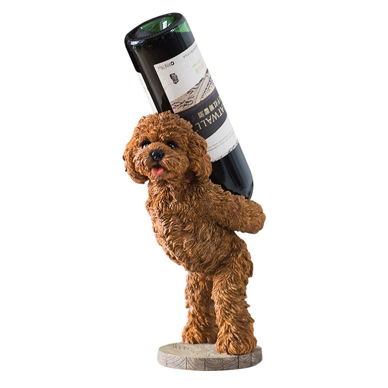 Lovely Dog Wine Bottle Holder Animal Statue Display