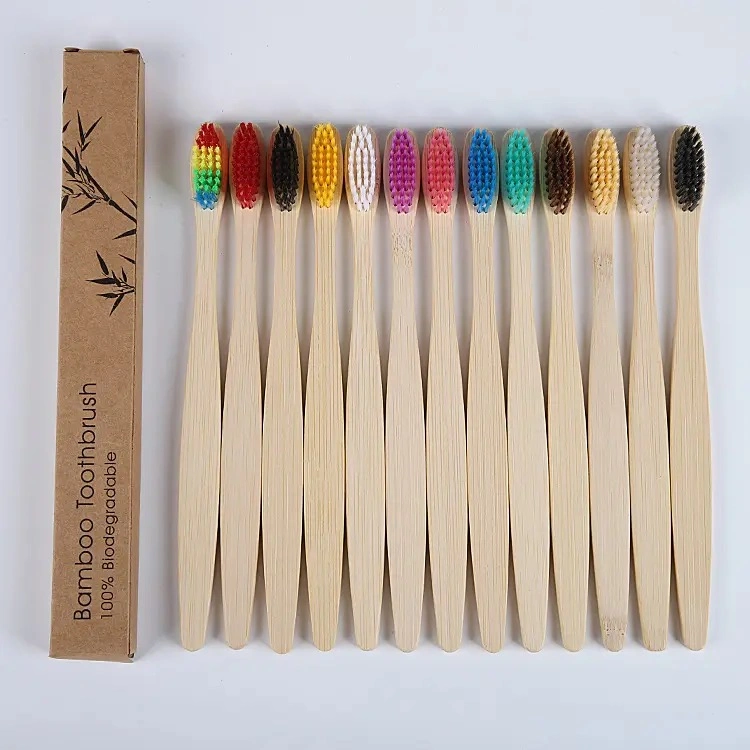 Natural Bamboo Toothbrush 100% Biodegradable Bamboo Wood Toothbrush