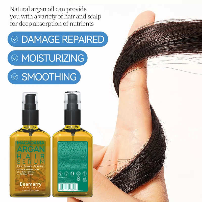 Etiqueta privada de la reparación de daños orgánicos naturales del Cabello Cuidado de Marruecos, Aceite de Argan Aceite de cabello 110ml