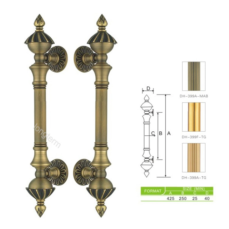 European Style Wooden Door Pull Handle Main Gate Antique Bronze Brass Big Door Handles for House