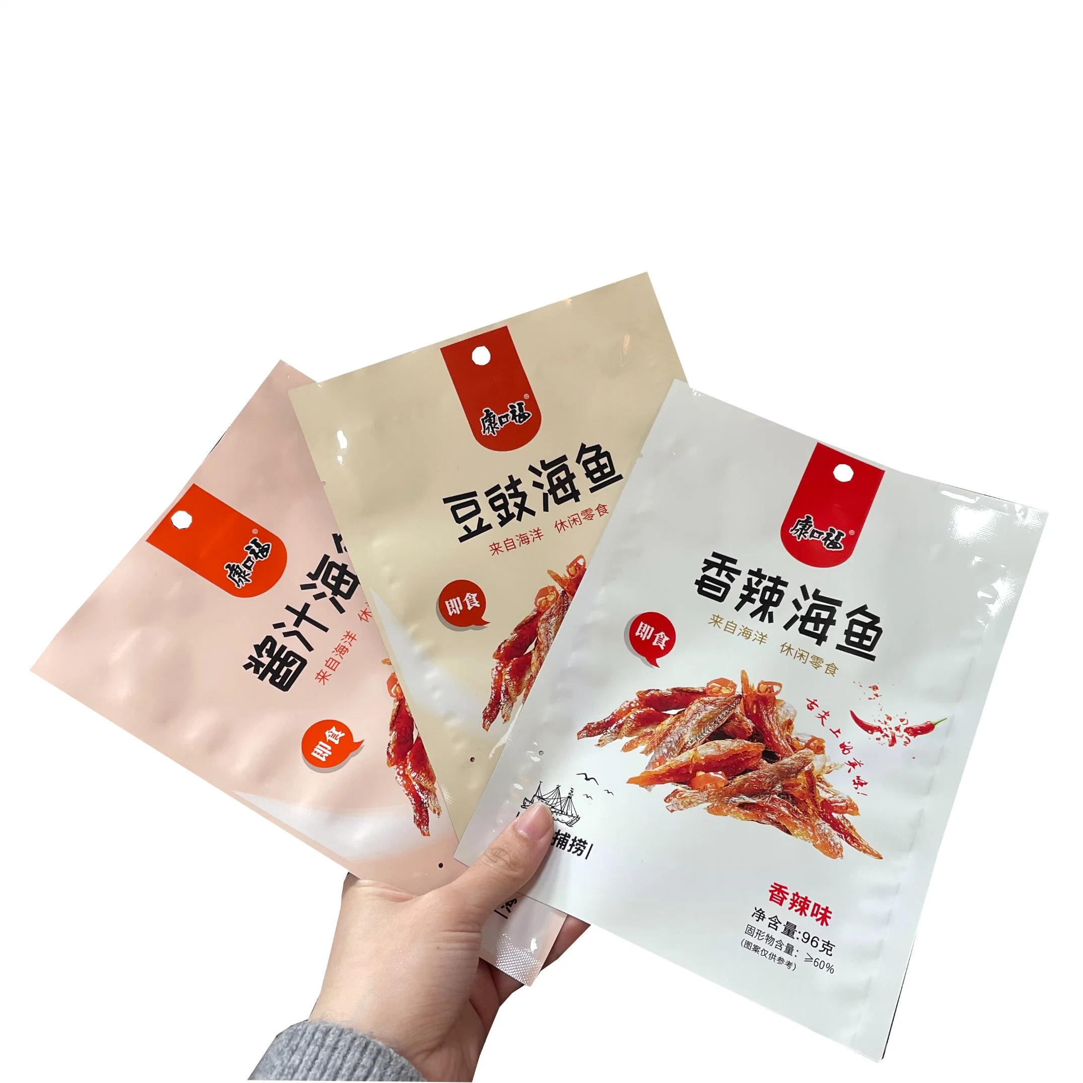 Factory Price Three Side Sealed Food Packaging Bag, Customized Design Bag for Fish Snack/Candy/Biscuit