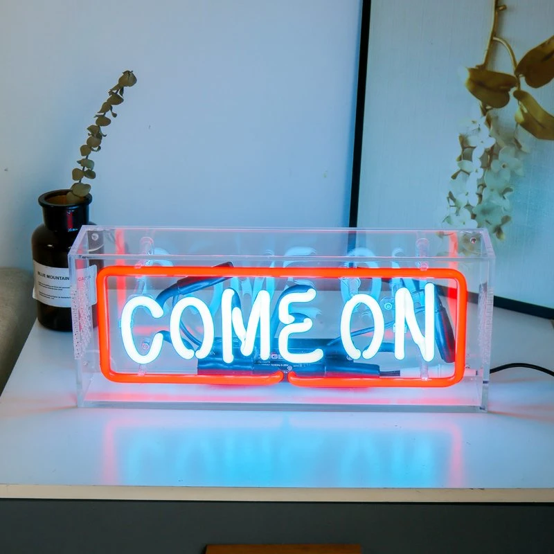 Come on Glass Neon Acrylic Clear Box Neon Light in Nice Looking