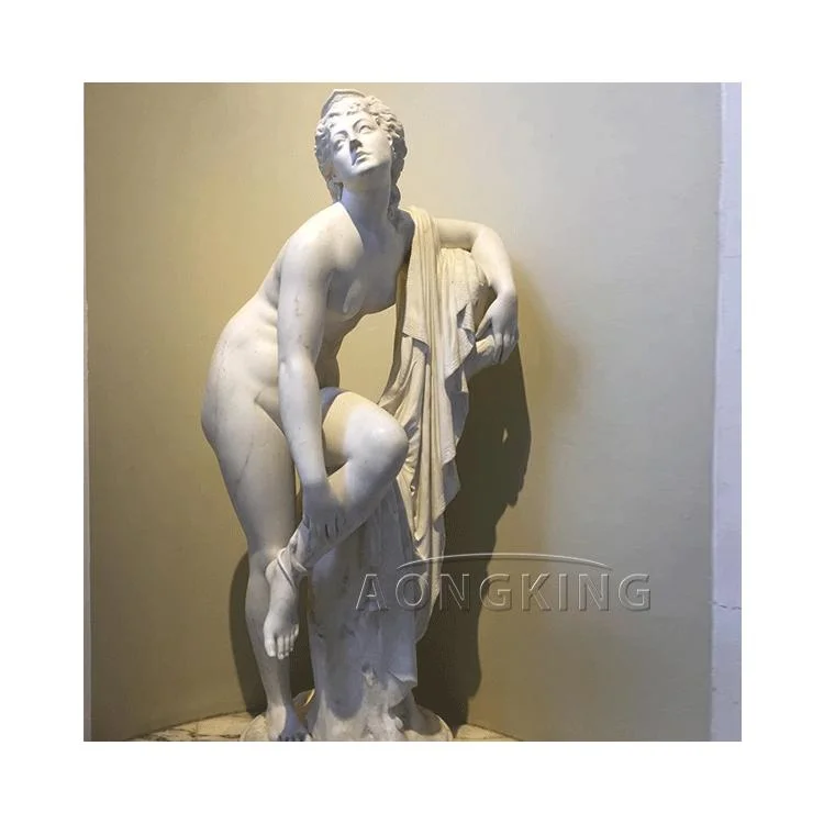 Elegant European Style Lady Art White Marble Eurydice Statue