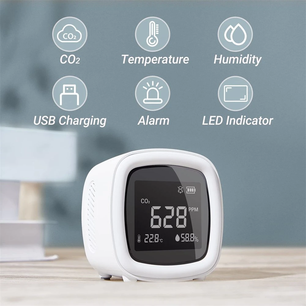 Portable CO2 Meter with Alarm Clock WiFi APP Function