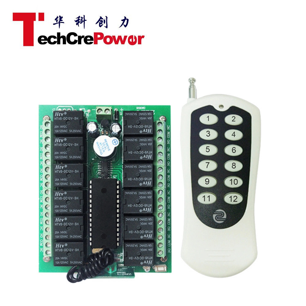 Inching/Self-Lock/Interlocked 12V 12channel RF 433MHz /315MHz Wireless Relay Remote Control Switches + 12-Key Transmitter