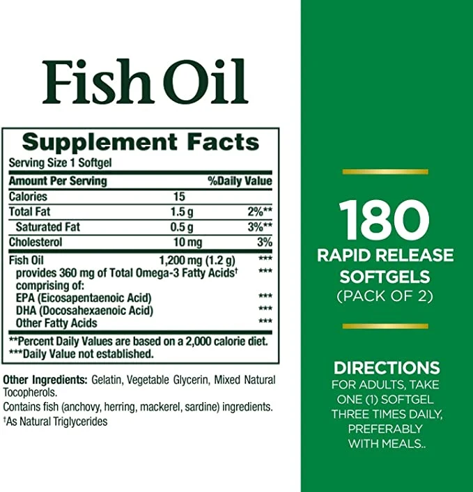 Omega 3 Fish Oil 4, 080mg - High EPA 1200mg + DHA 900mg Triple Strength Burpless Softgels (120 Soft Gels)