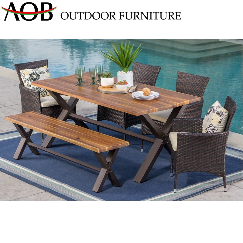 Patio Garden Dining Sets Outdoor Teak Wood 7 Piece Home Furniture Dining Chairs