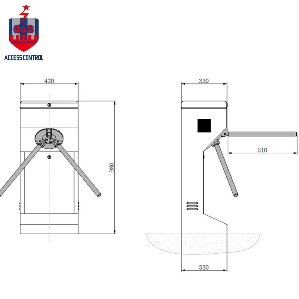 Drehkreuz Mit Stativarm Aus Edelstahl In Hüfthöhe