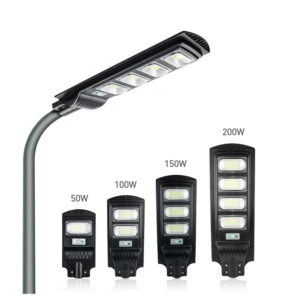 Compacto de alta calidad en el exterior IP66 Resistente al agua 100W integrado todos en un LED Solar luz de seguridad de la calle con la pole