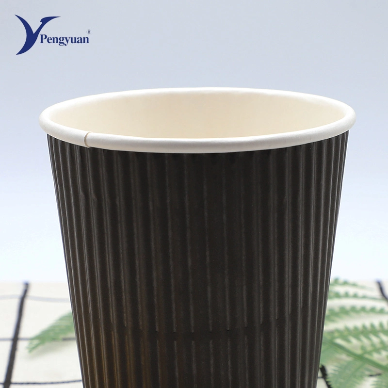 8 oz/10oz/12oz/16oz descartáveis Personalizado Ripple beber café quente na parede Cup Copa do papel