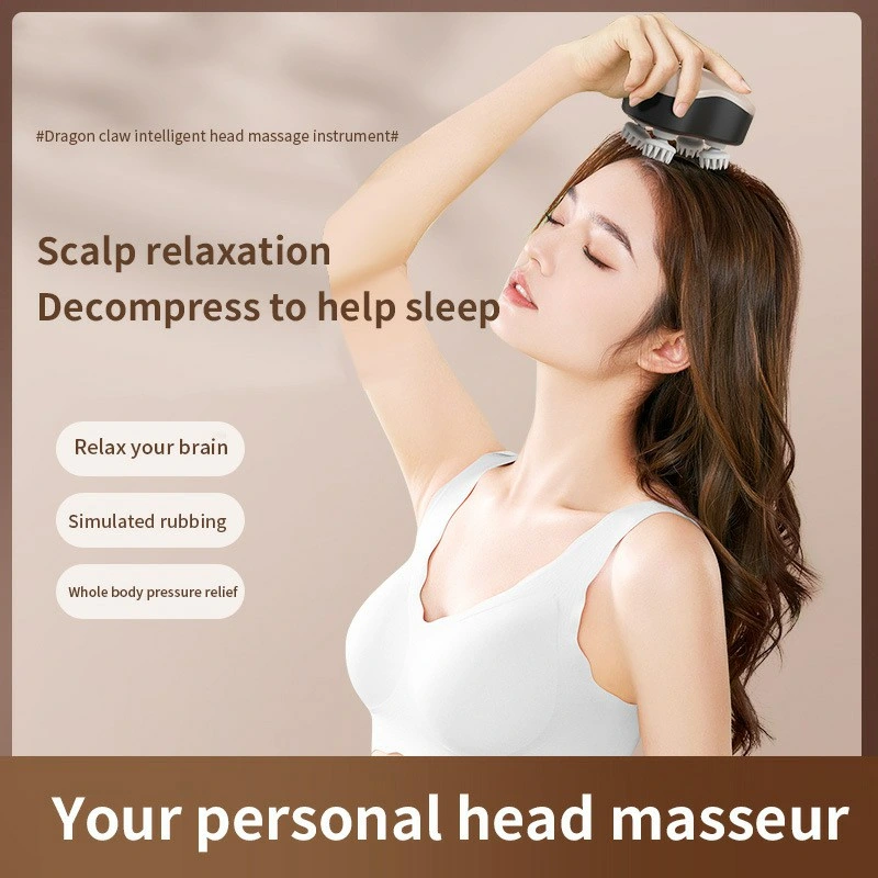 Health Care Scalp Massager Electronic Quad Head Silicone Head Massager
