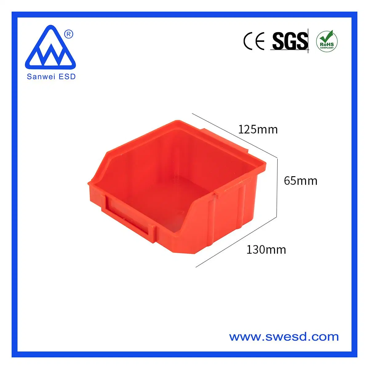 Clean Material Red ESD Permanent Anti-Static Bin