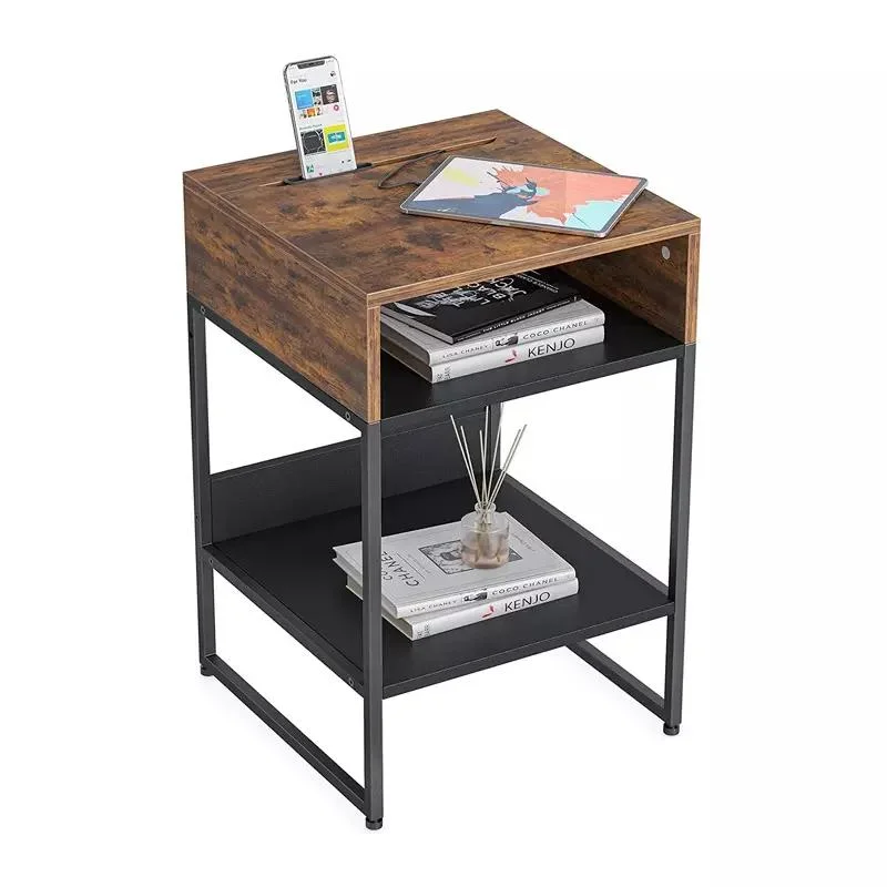 Black Elegant Table Simple Design Table Sturdy and Stable Small End Table Rustic File Cabinet