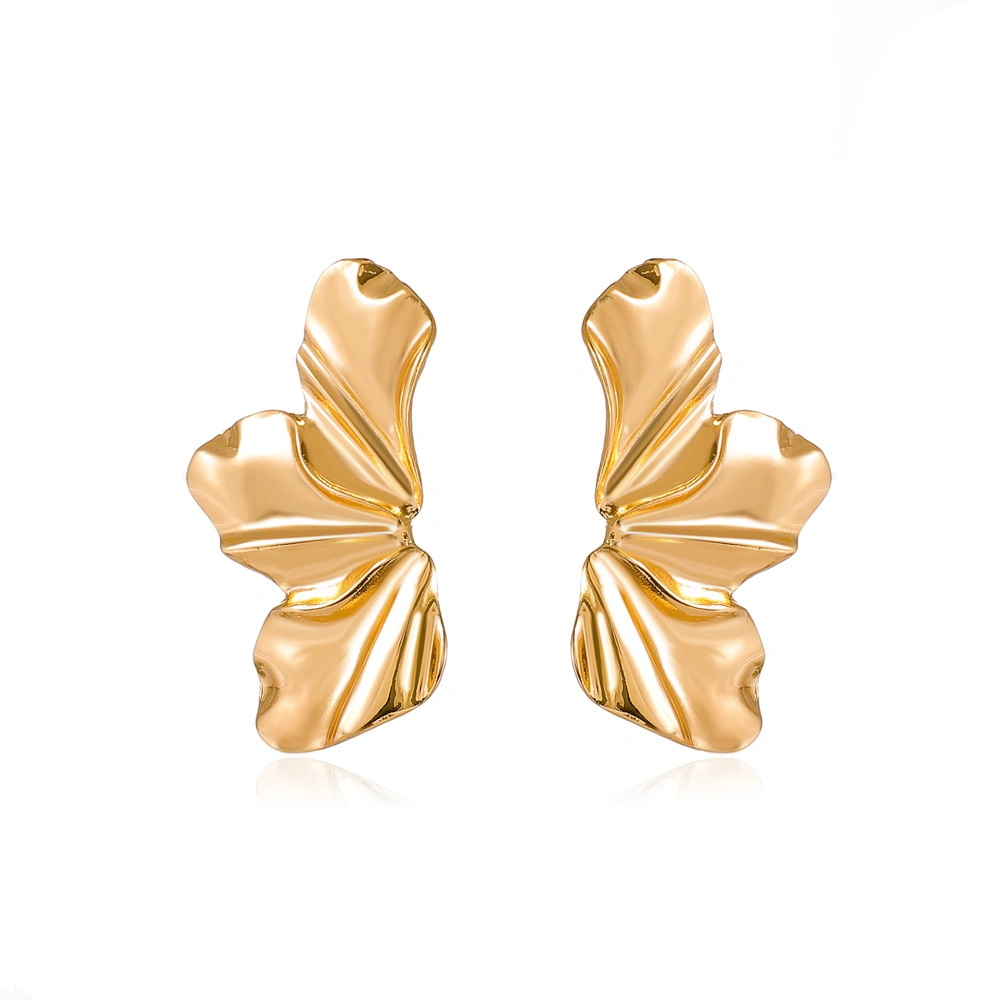 Current Season European and American Matte Luxury Retro Irregular Petals Earrings