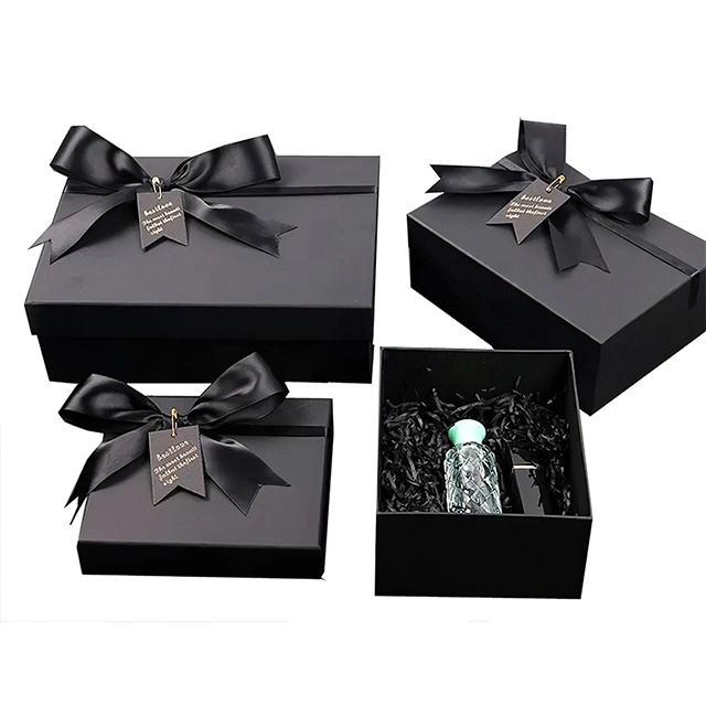 Customized Pink Black Rigid Cardboard Gift Box Packaging Manufacturer