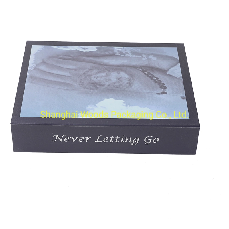 Custom Printing with Magnetic Flap Cosmetic Box Luxury Black Rigid Paper Box Gift Packaging