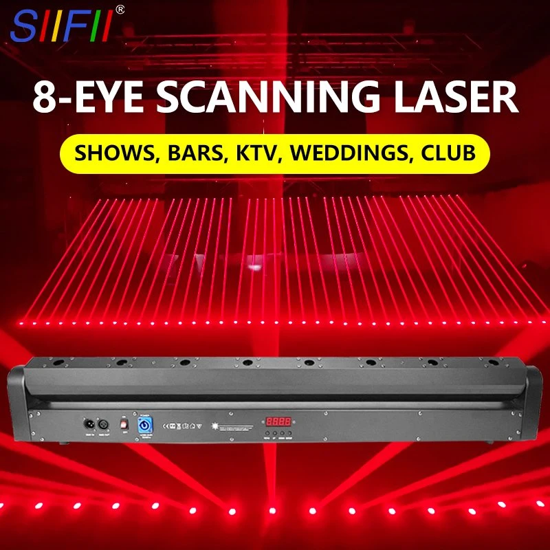 8 Augen Rotierende Laserlichtleiste Red Color 8 Strahl Laser Light Night Club TV Show Event Bühnenbeleuchtung