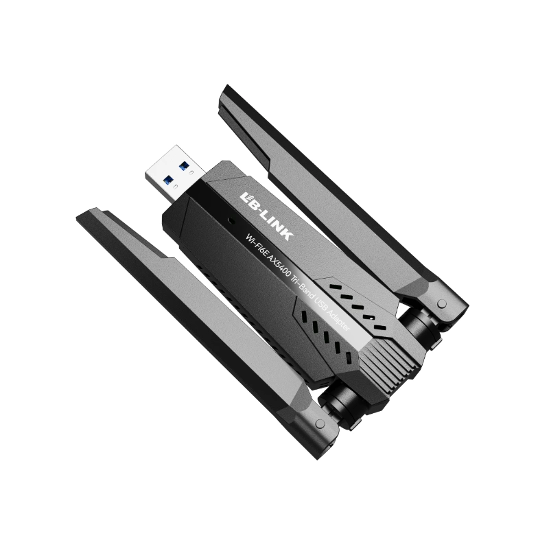 LB-LINK BL-WTN5400E 5400M Wi-Fi 6E Tri-Band USB Adapter 574Mbps on 2.4GHz, 2400Mbps on 5Ghz, 2400Mbps on 6Ghz