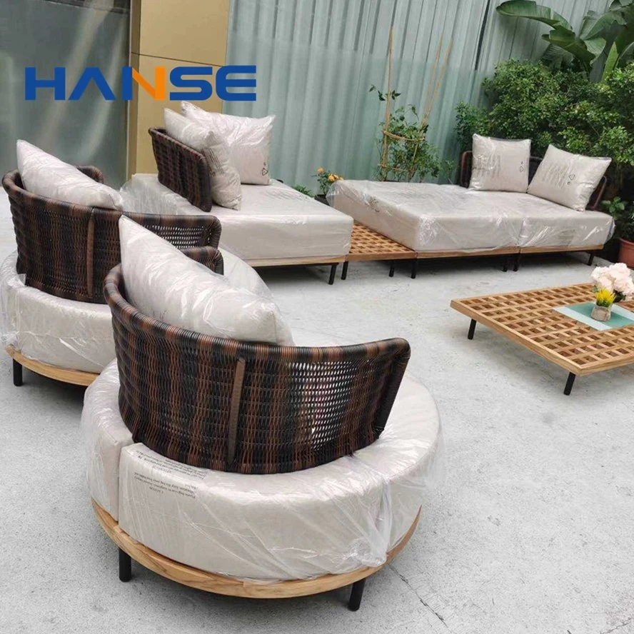 Lujo All-Weather exterior madera de teca, mimbre muebles sofá individual