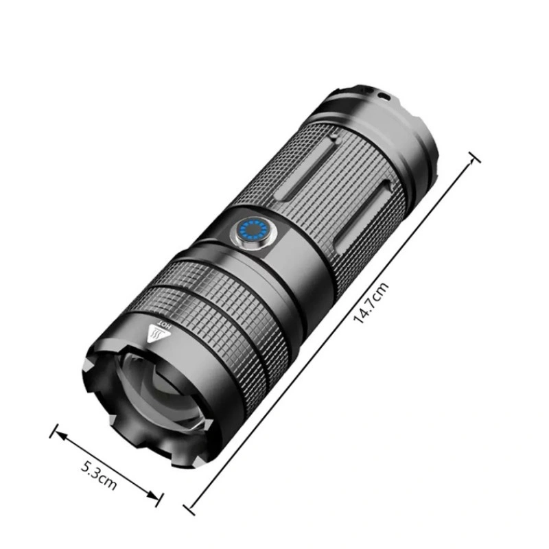 Bateria forte Lumen COB, recarregável, caixa de alumínio, para exterior, Camping de emergência Lanterna de trabalho LED Torch Longshot branca tipo C com luz intermitente