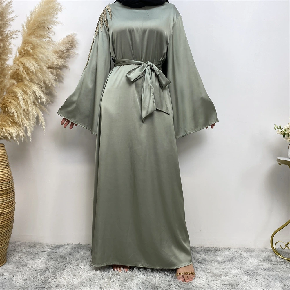 Fashion Women's Patchwork Pearl Middle East Dubai Robe Dress