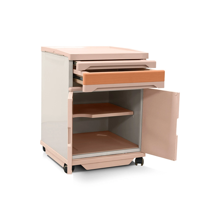 Venta de fábrica de muebles médicos Unidad de Cuidados Intensivos UCI Antibiograma fácil de limpiar Propiedades Hospital Bed Bedside Locker On Wheels