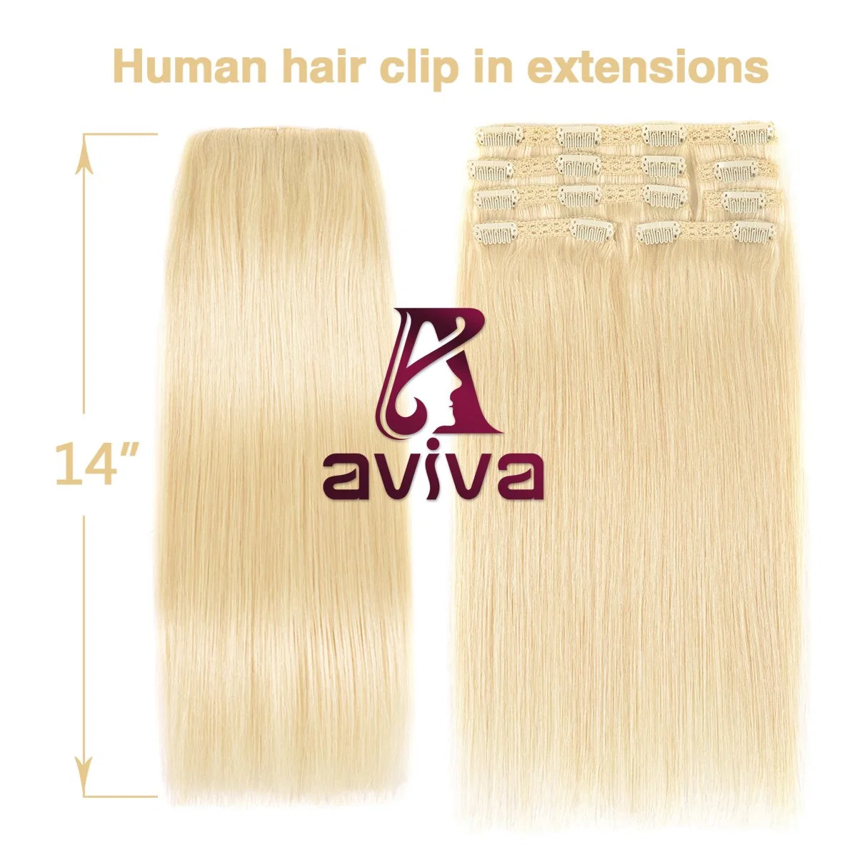 Ash Blonde Color Clip in Human Hair Extension 18inch Virgin Hair Extension 7PCS (AV-CHL07-14-613)