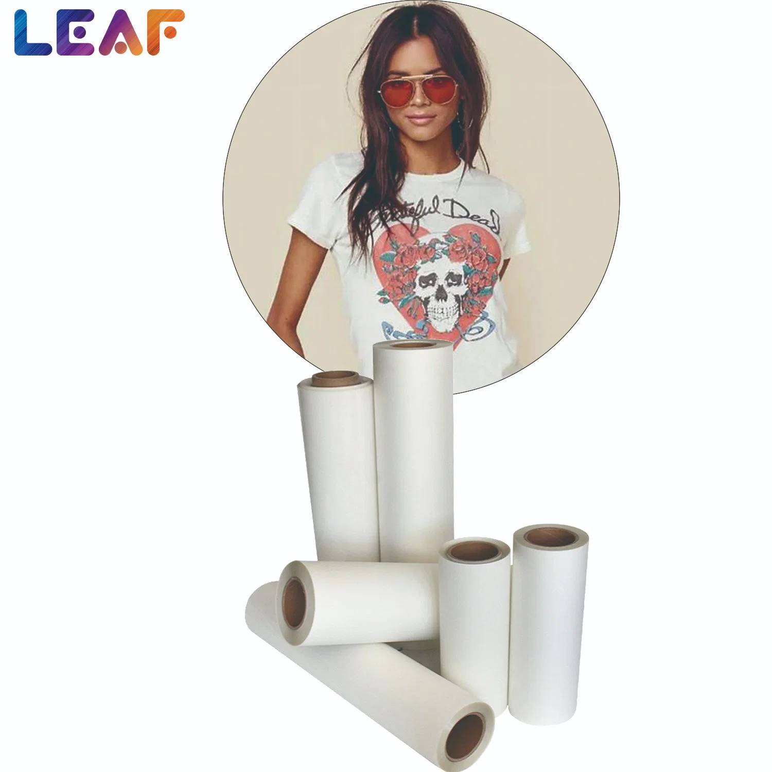 LEAF 75U thickness dtf film 60 cm heat transfer dtf pet film 60cm roll size pet film dtf high quality Double single side printing