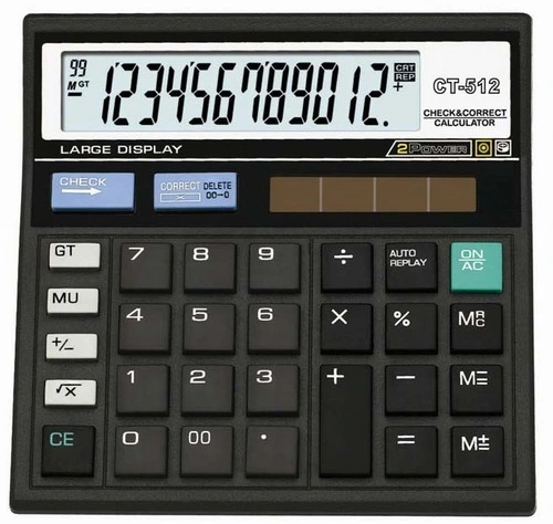 Calculadora Eletrônica de 12 Dígitos com Tela Grande