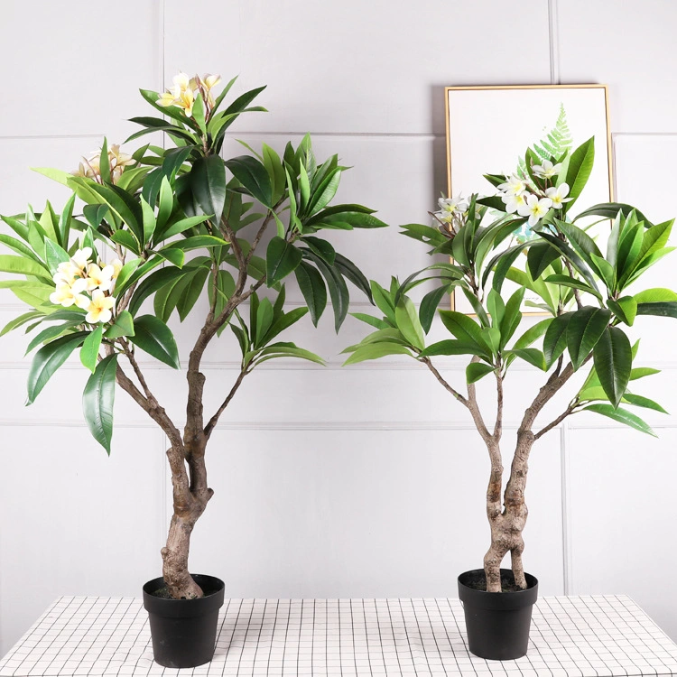 Frangipani Potted Tree for Indoor Outdoor Decoration Artificial Green Plant Vintage Luxury Space Casual