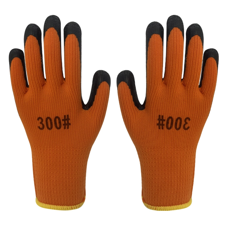 Batch Hair Circle Cotton Latex Creased Rubber Protective Gloves Warm Good Wear and Anti-Slip Work Gloves