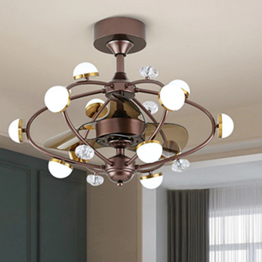 Nordic Invisible Fan Lights Frequency Conversion Chandelier with Remote Control Retractable Ceiling Fan ((WH-VLL-06)