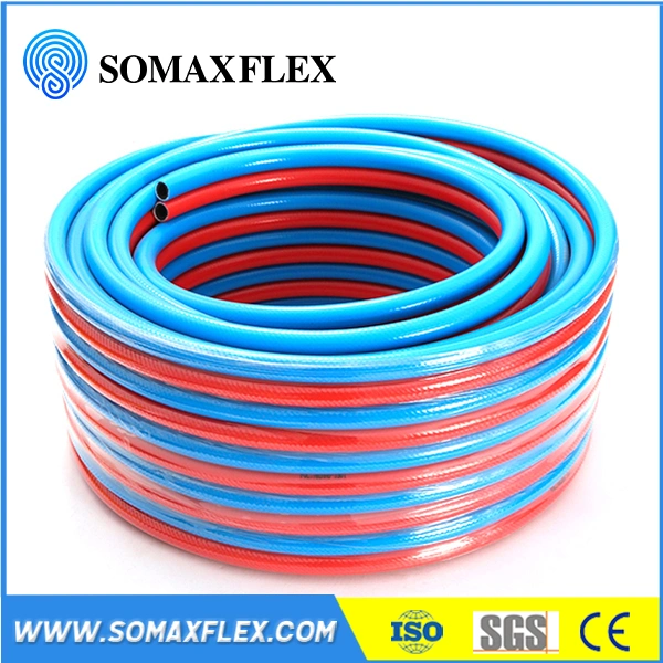 Rojo Azul oxígeno gas para cocinar el acetileno tubo flexible de PVC de alta calidad de soldadura de tubo doble