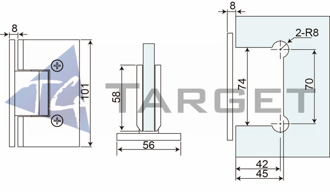 Heavy Duty Glass to Wall Brass Shower Hinge Glass Door Clamp (SHT-BL)